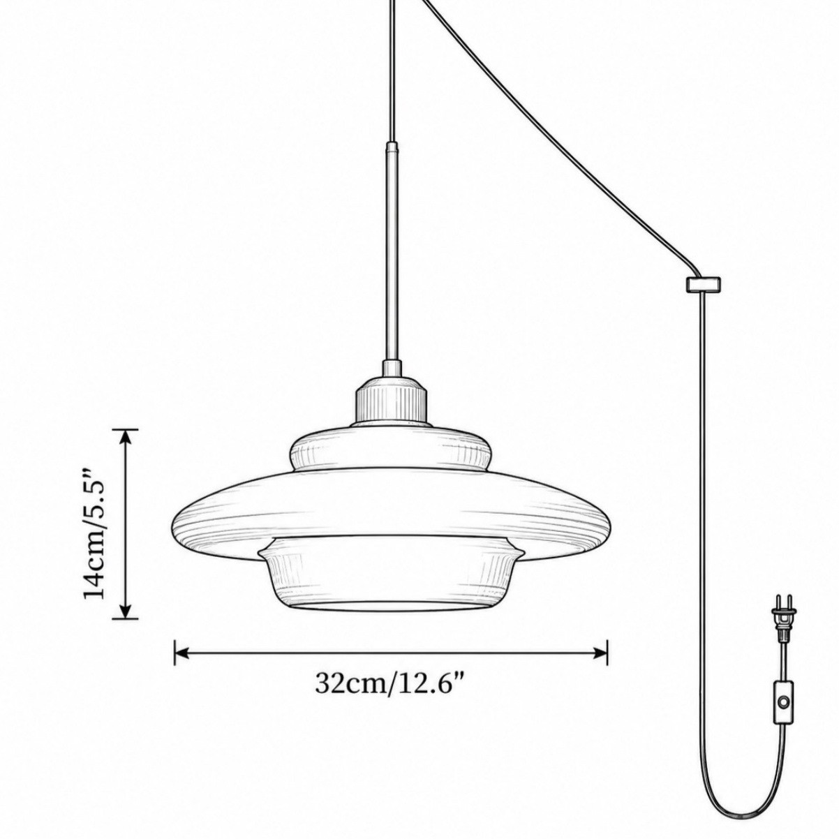 Style A: Dia 32cm x H 14cm / ∅ 12.6″ x H 5.5″