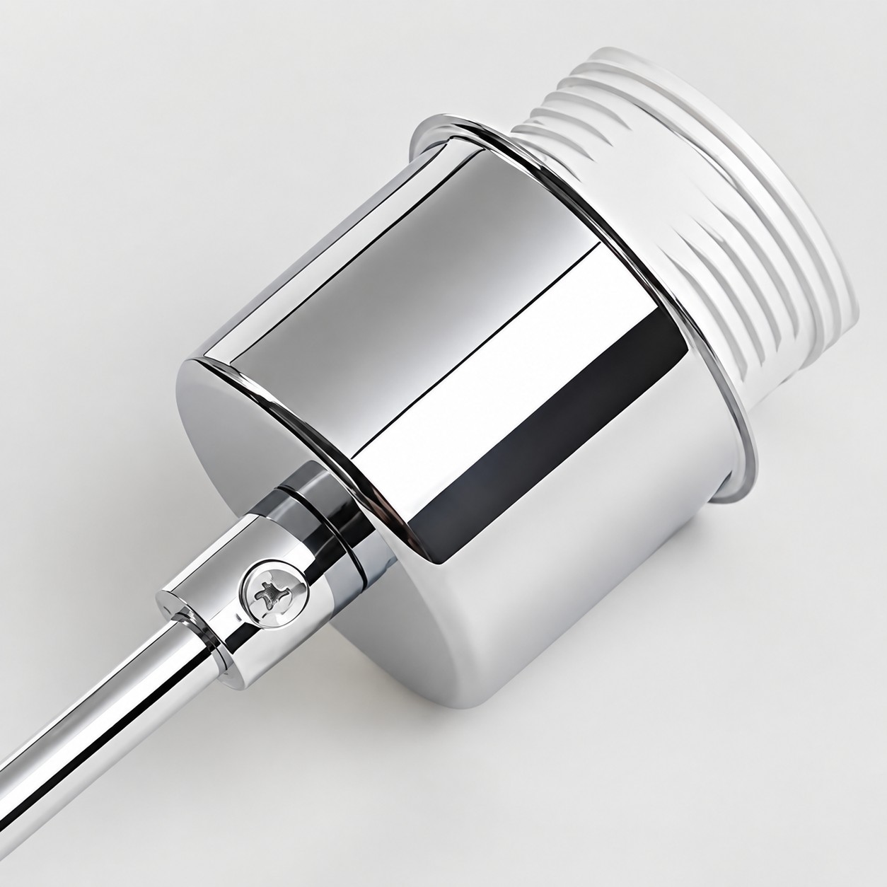 Close-up of the metal lampholder and threaded fitting