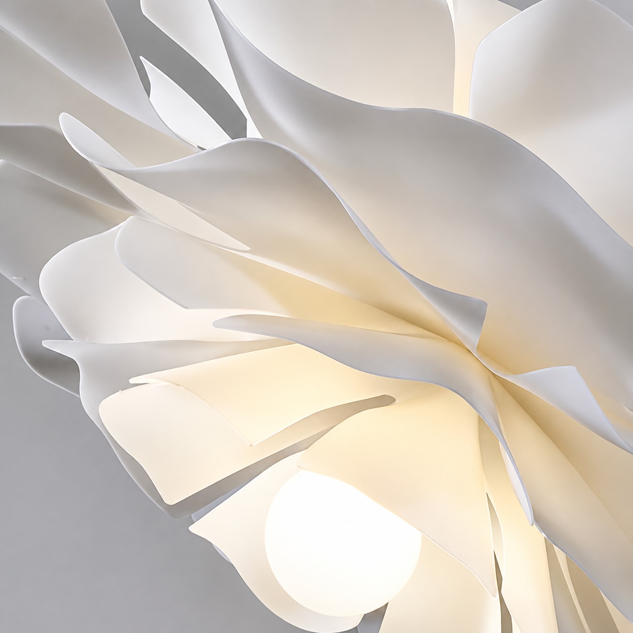 Close view of layered acrylic petals