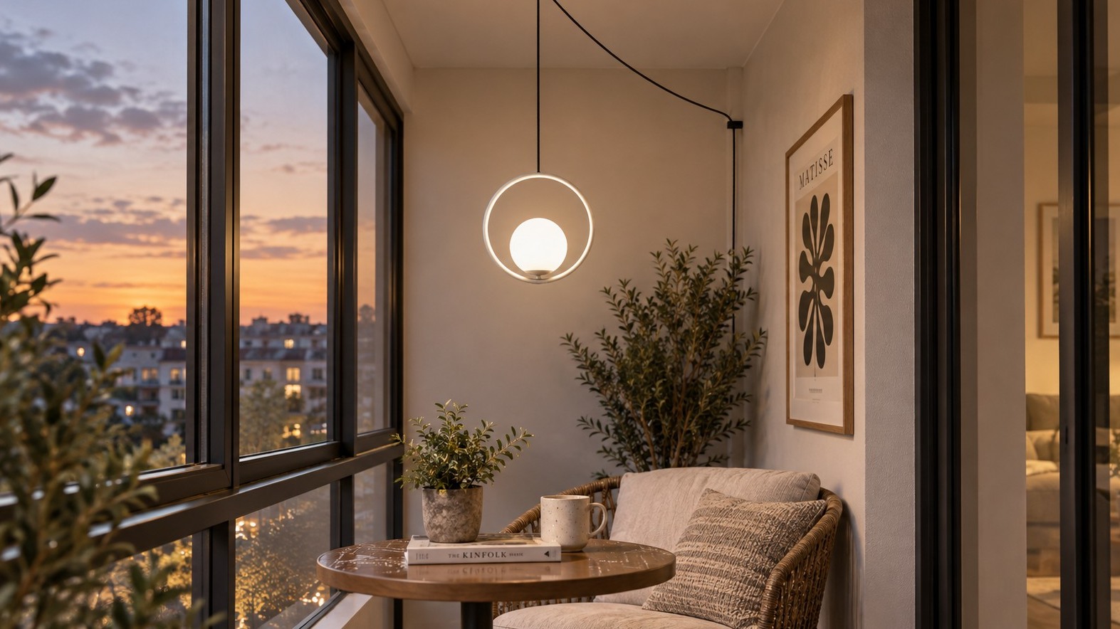 Oval silver pendant with ceiling-mounted swag cord