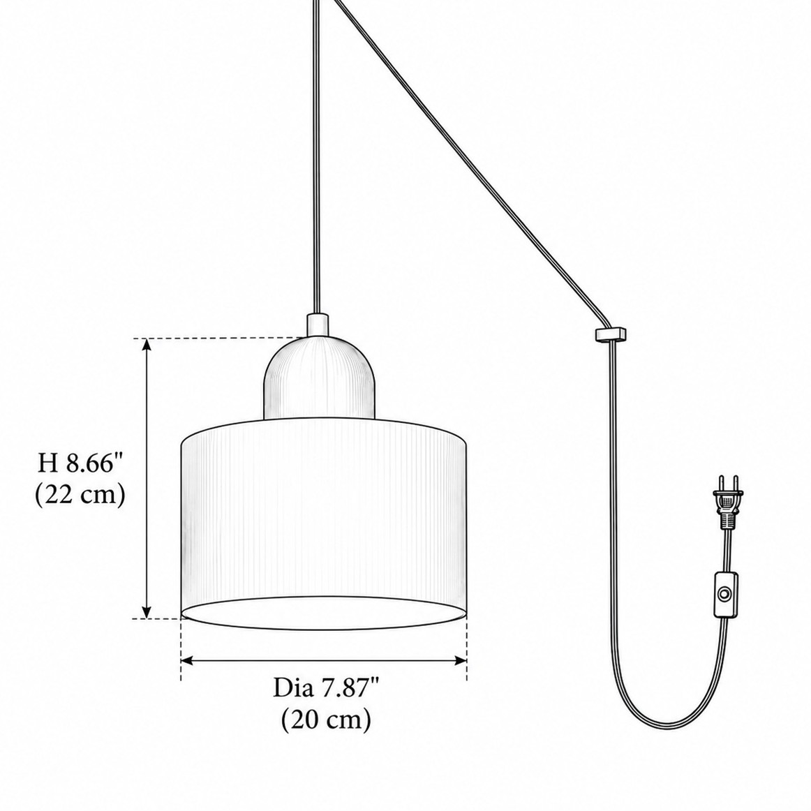 Plug-in pendant light installation specification diagram