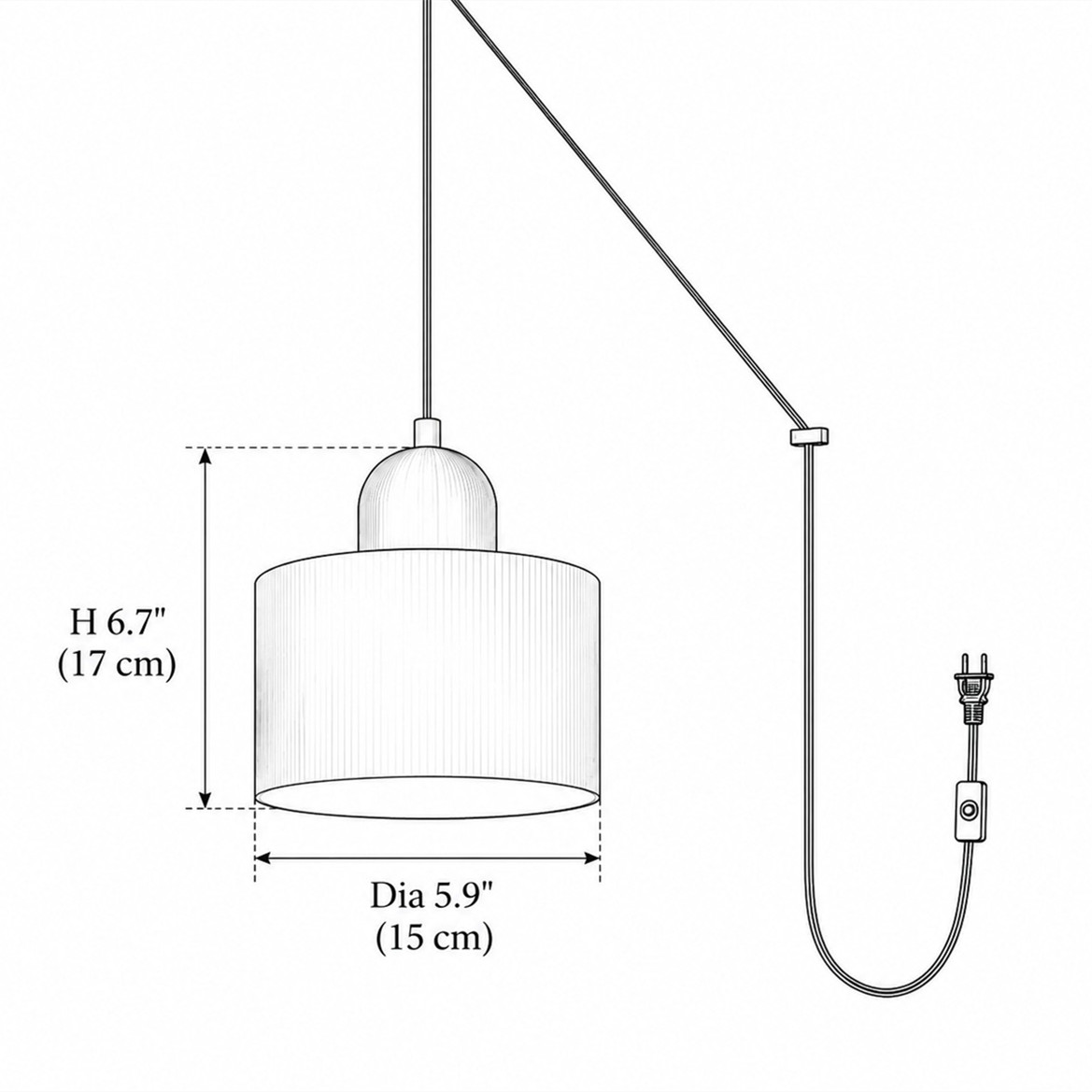 Pendant light size specification diagram