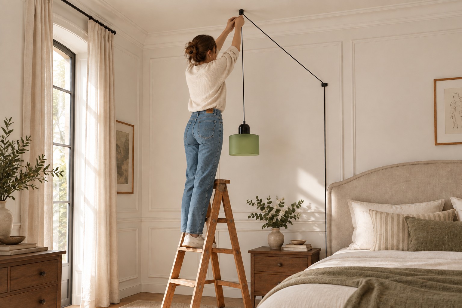 Plug-in swag pendant light installation advantage