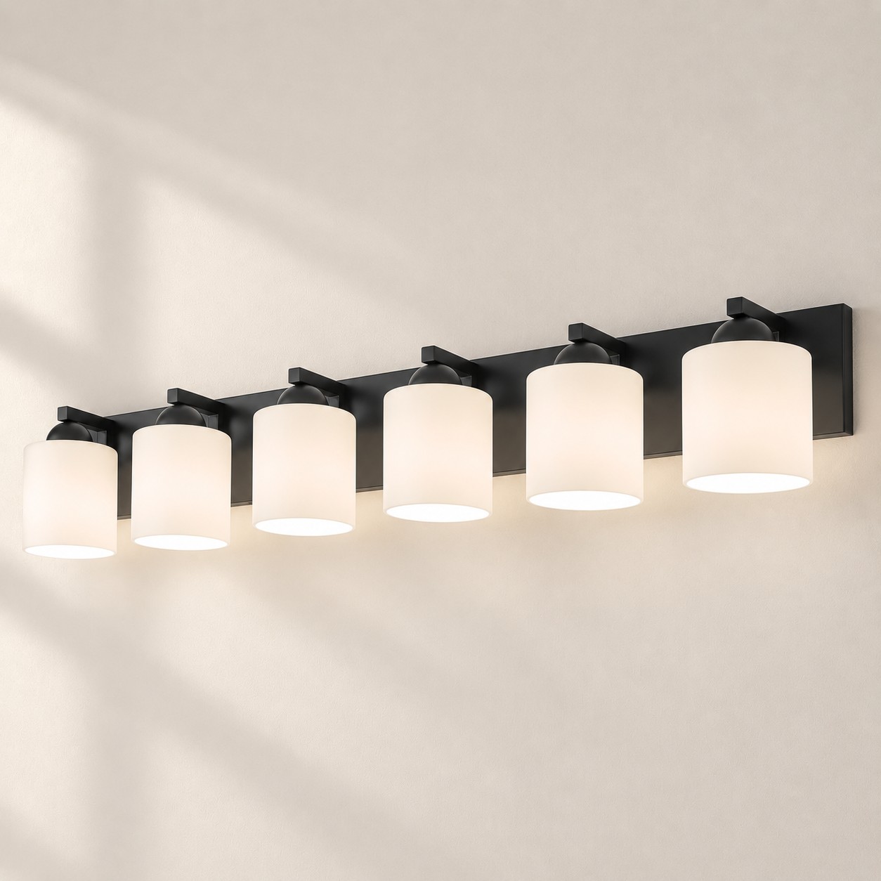 Matte Black 6 lights Opal Glass