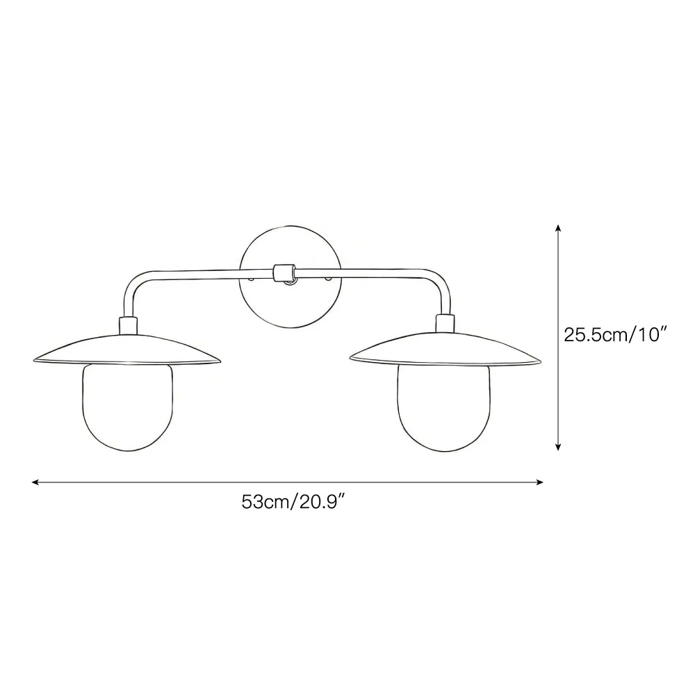 Two-head wall lamp dimensions