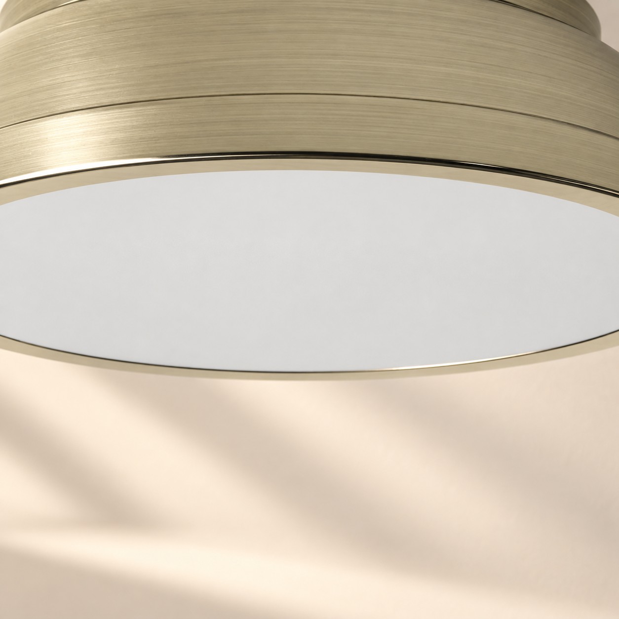 Close-up of frosted diffuser and metal rim