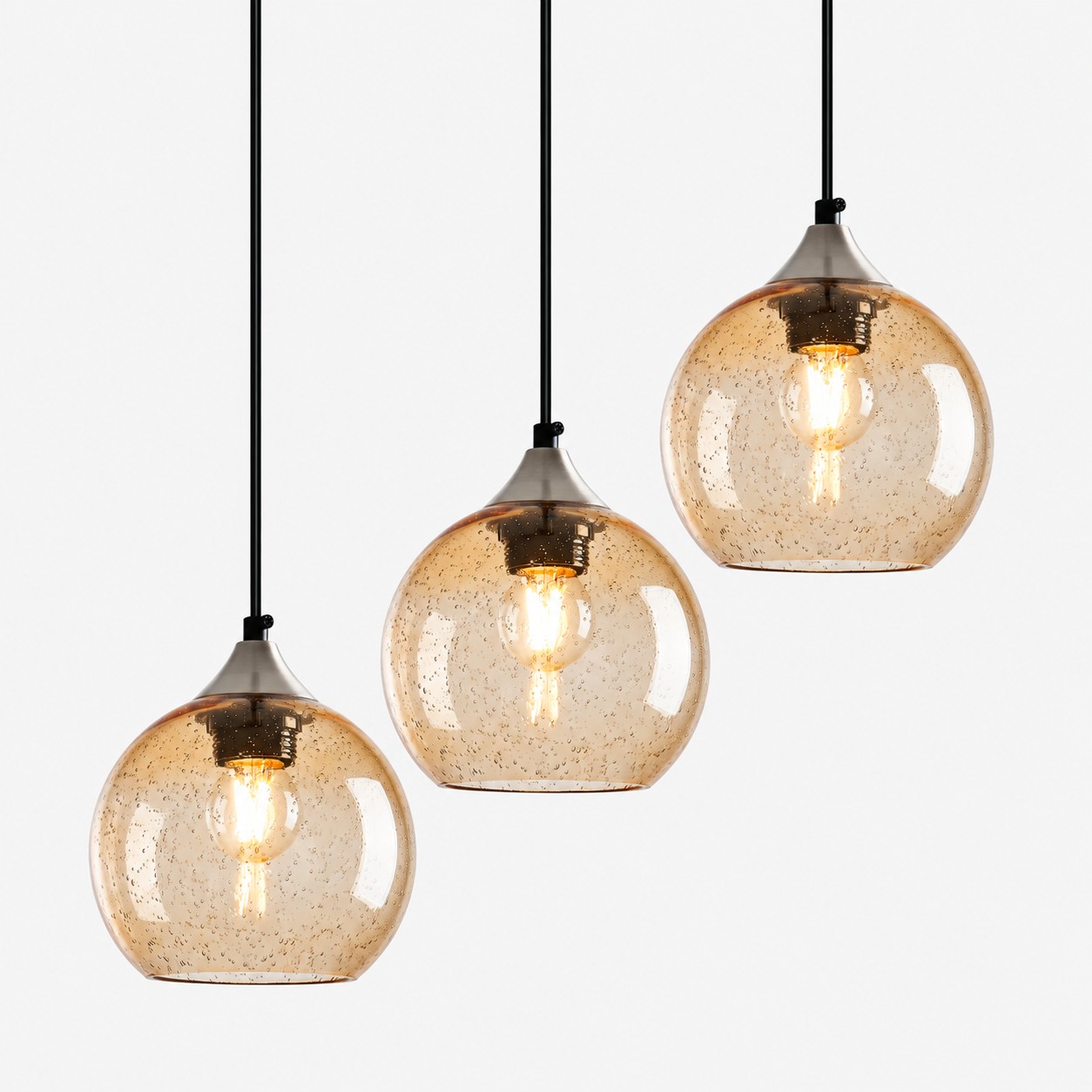 Coffee brown bubble glass globe pendant