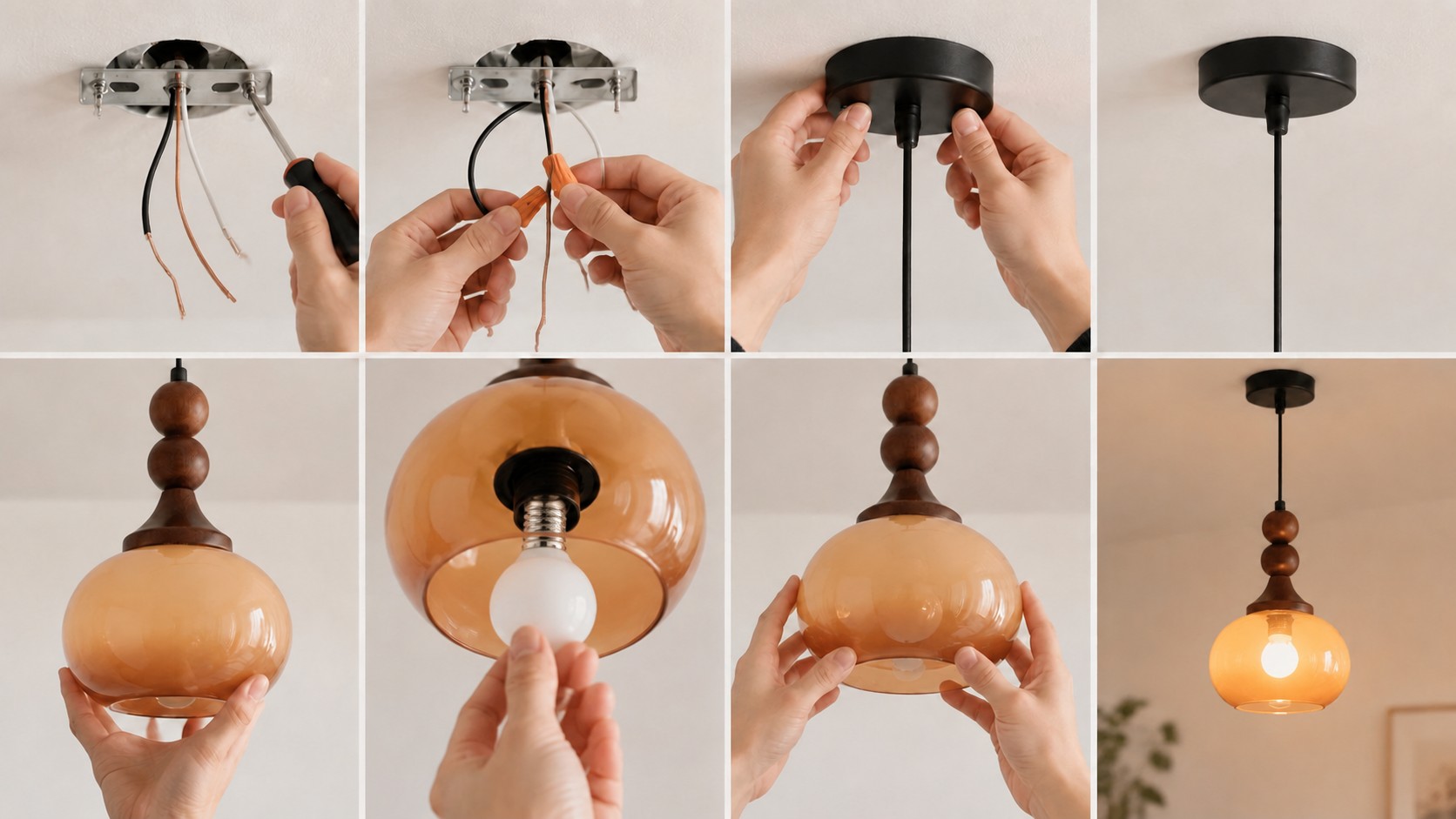 Installation steps for the artistic glass pendant light