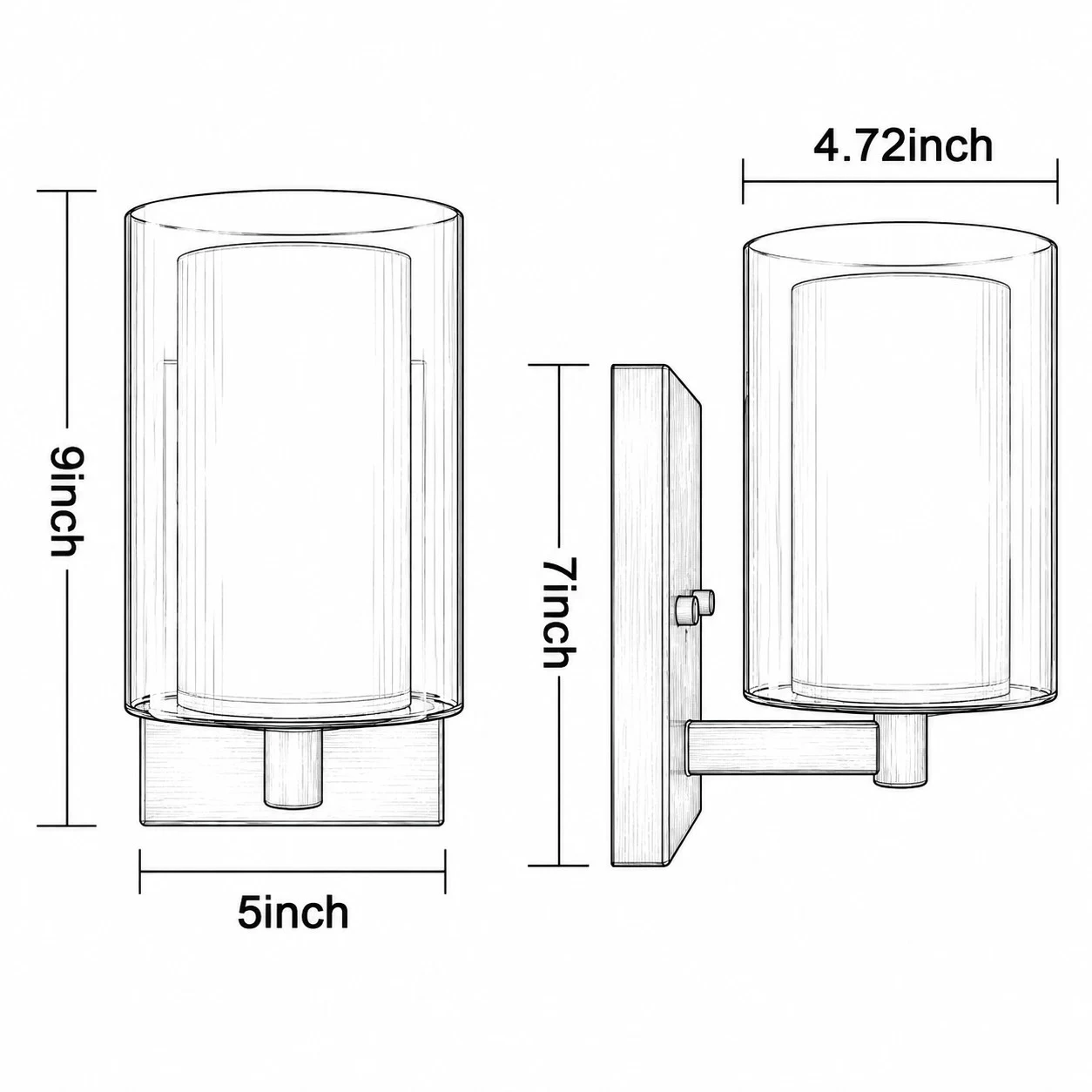 Wall sconce dimension drawing
