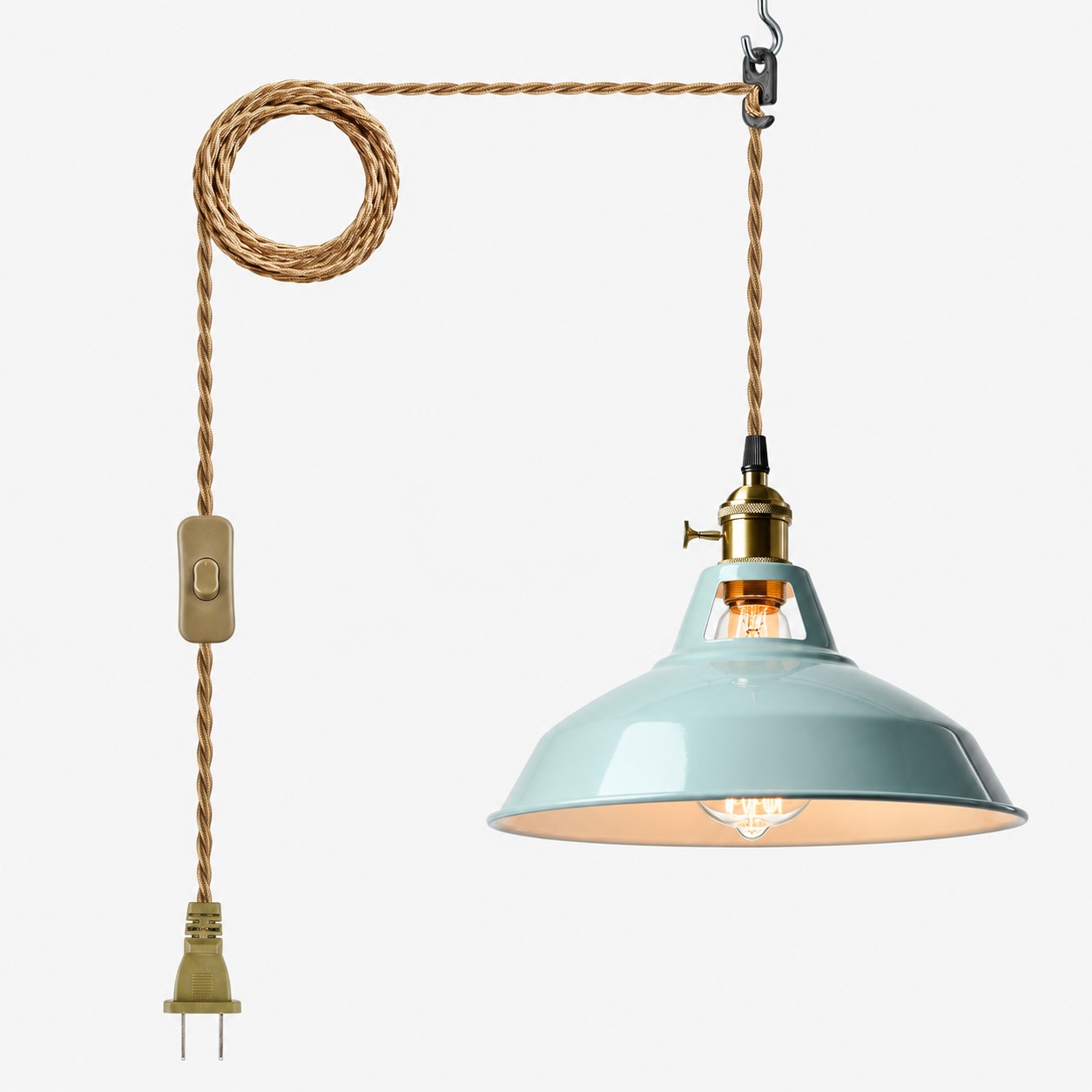 Sea Blue metal barn shade pendant light