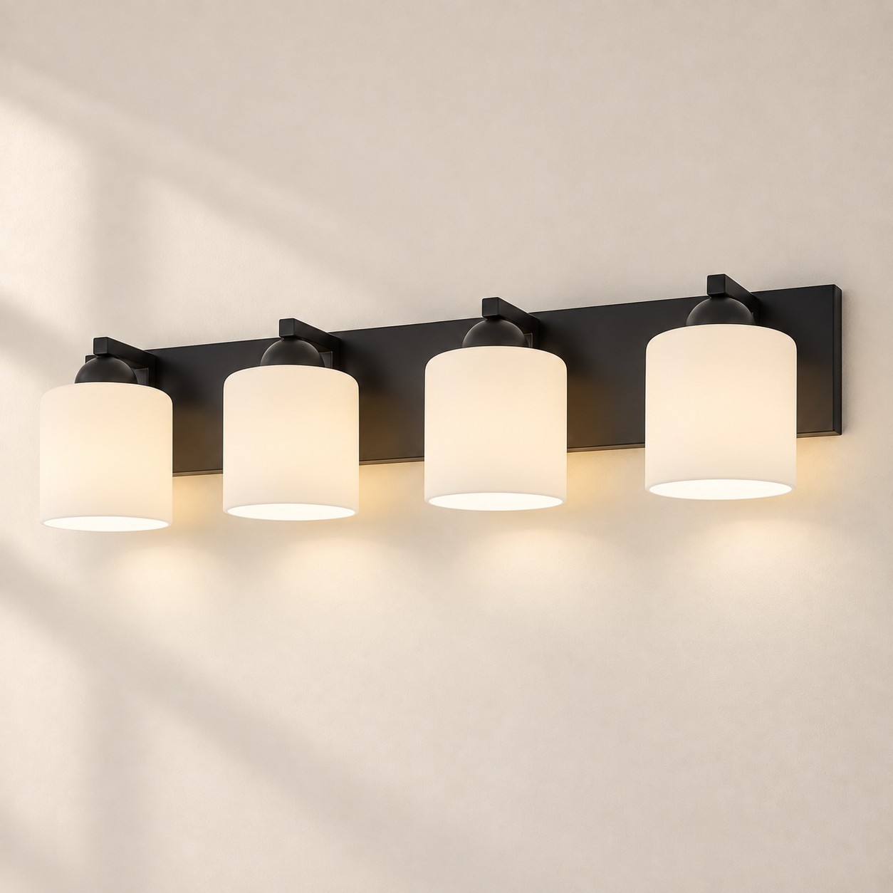 Matte Black 4 lights Opal Glass