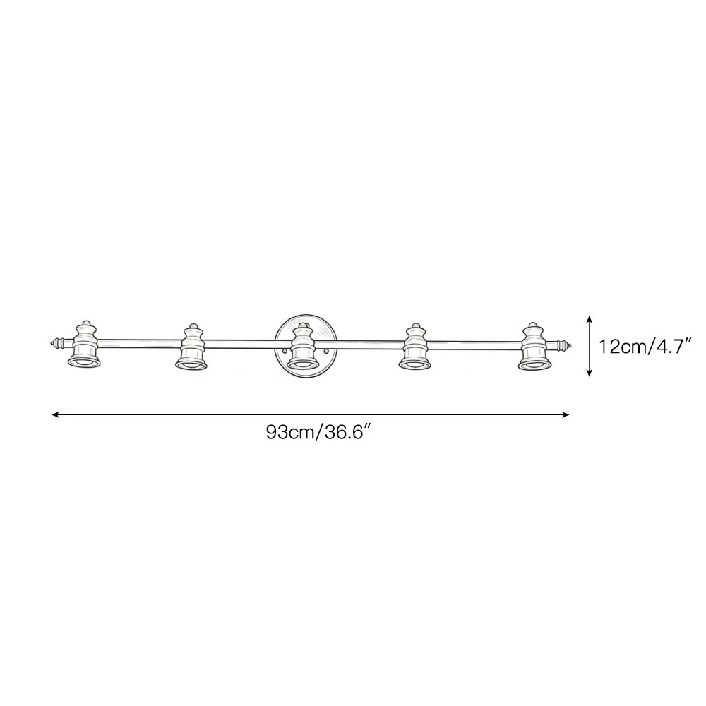 Aurelia five-light wall light dimension diagram