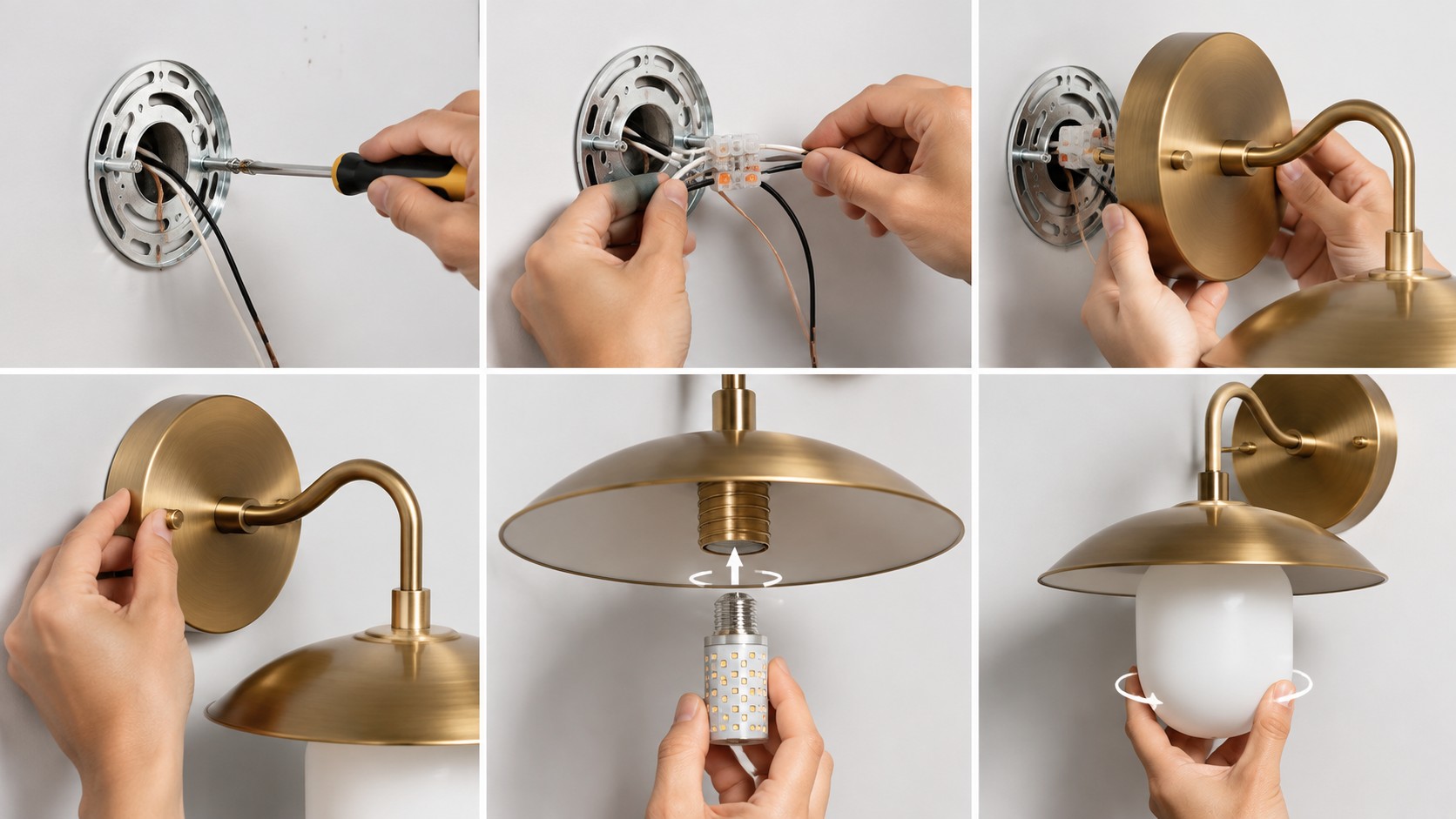 Installation steps for the wall lamp