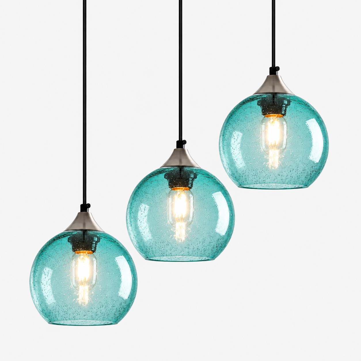 Light Blue bubble glass globe pendant