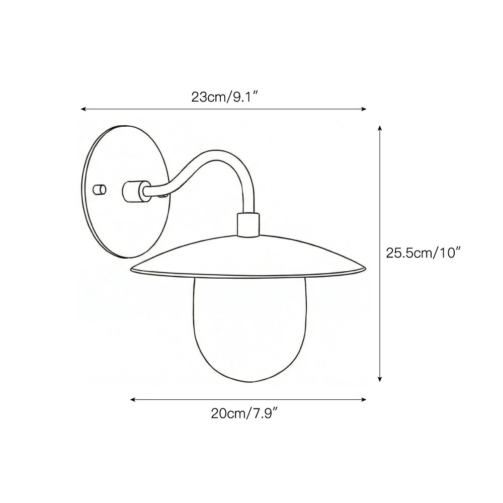 Single-head wall lamp dimensions