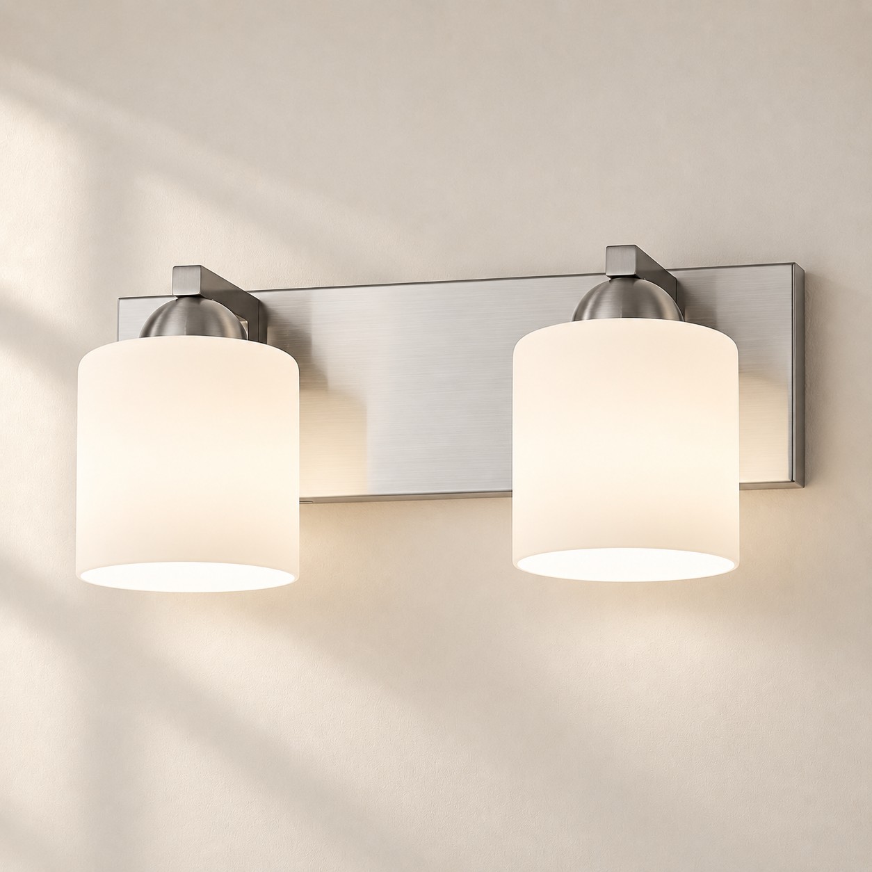 Brushed Nickel / Chrome 2 lights Opal Glass