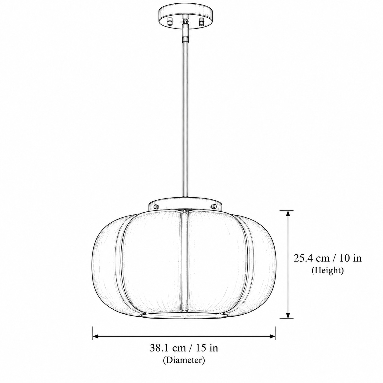 Dimensioni e specifiche del pendente in vetro rigato