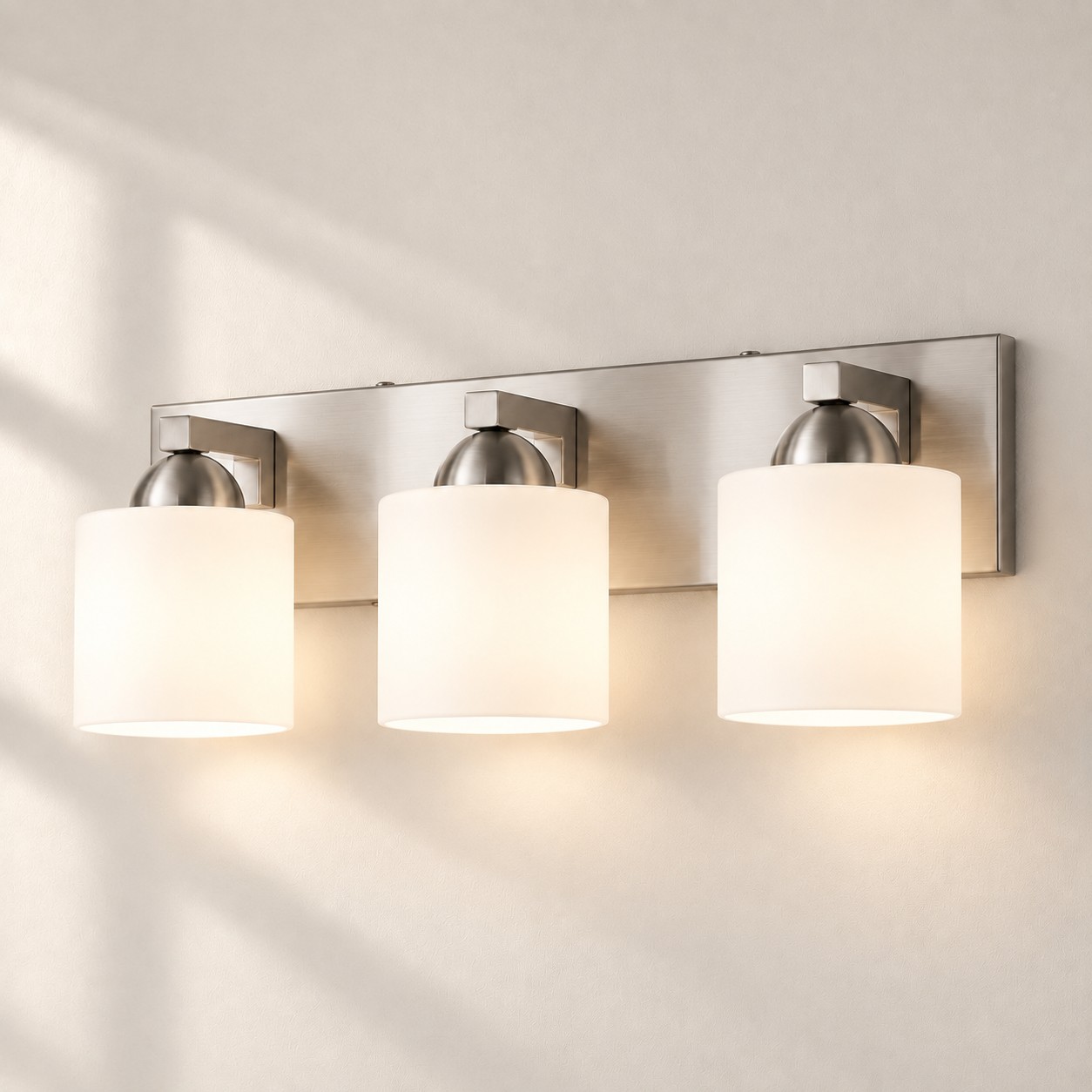Brushed Nickel / Chrome 3 lights Opal Glass