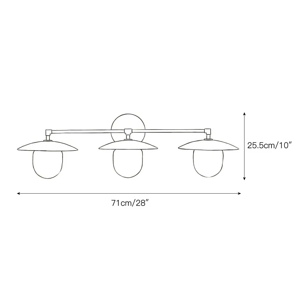 Three-head wall lamp dimensions