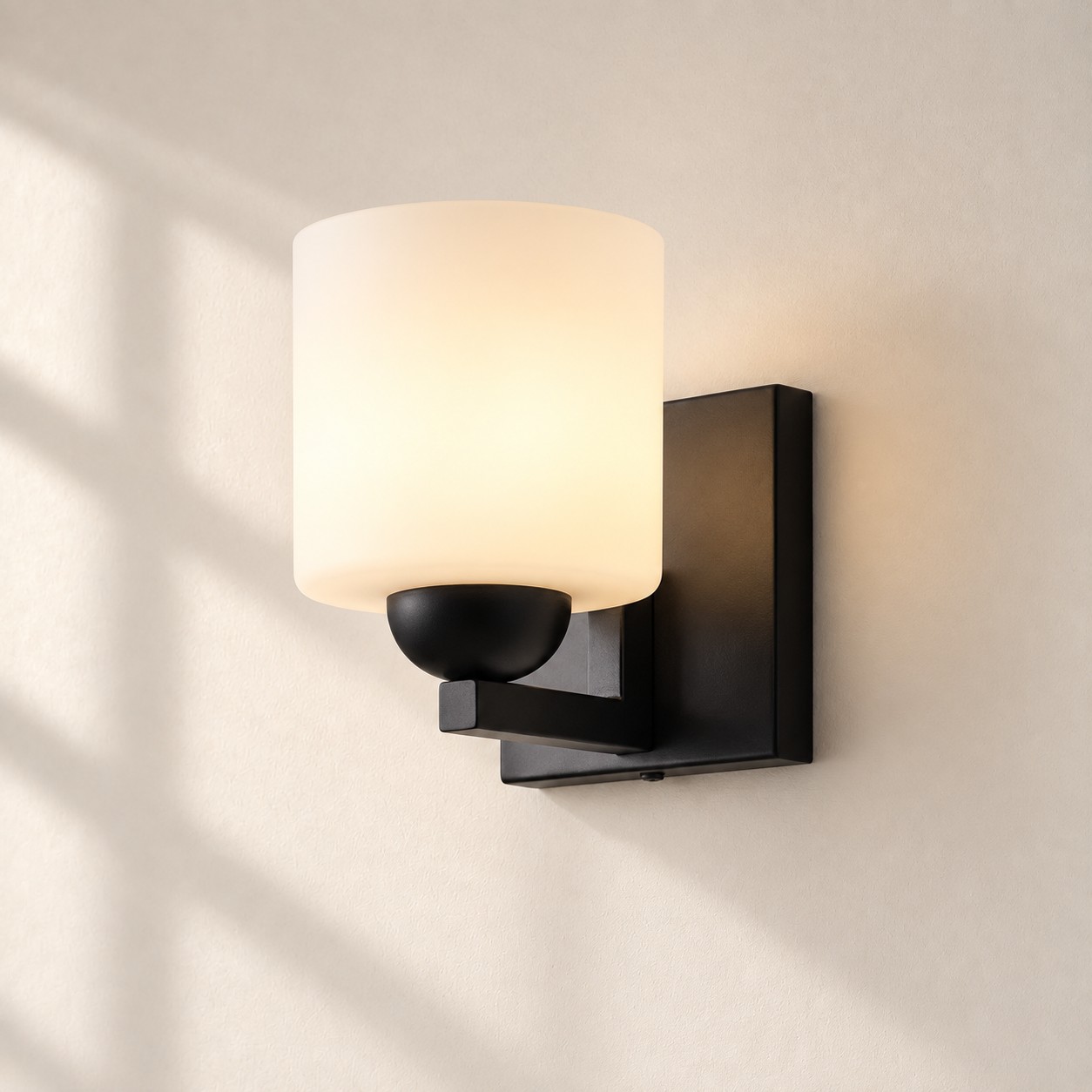 Matte Black 1 light Opal Glass
