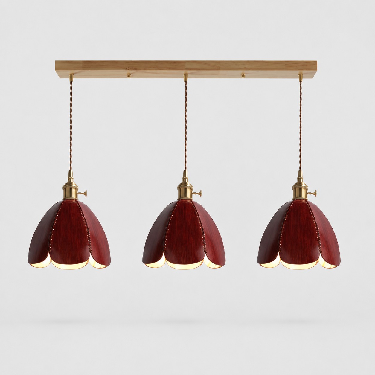 Lampada a sospensione lineare a 3 luci / Marrone