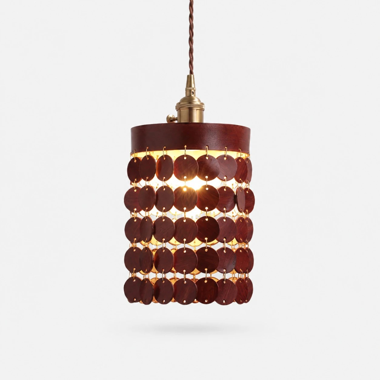 Brown leather pendant light