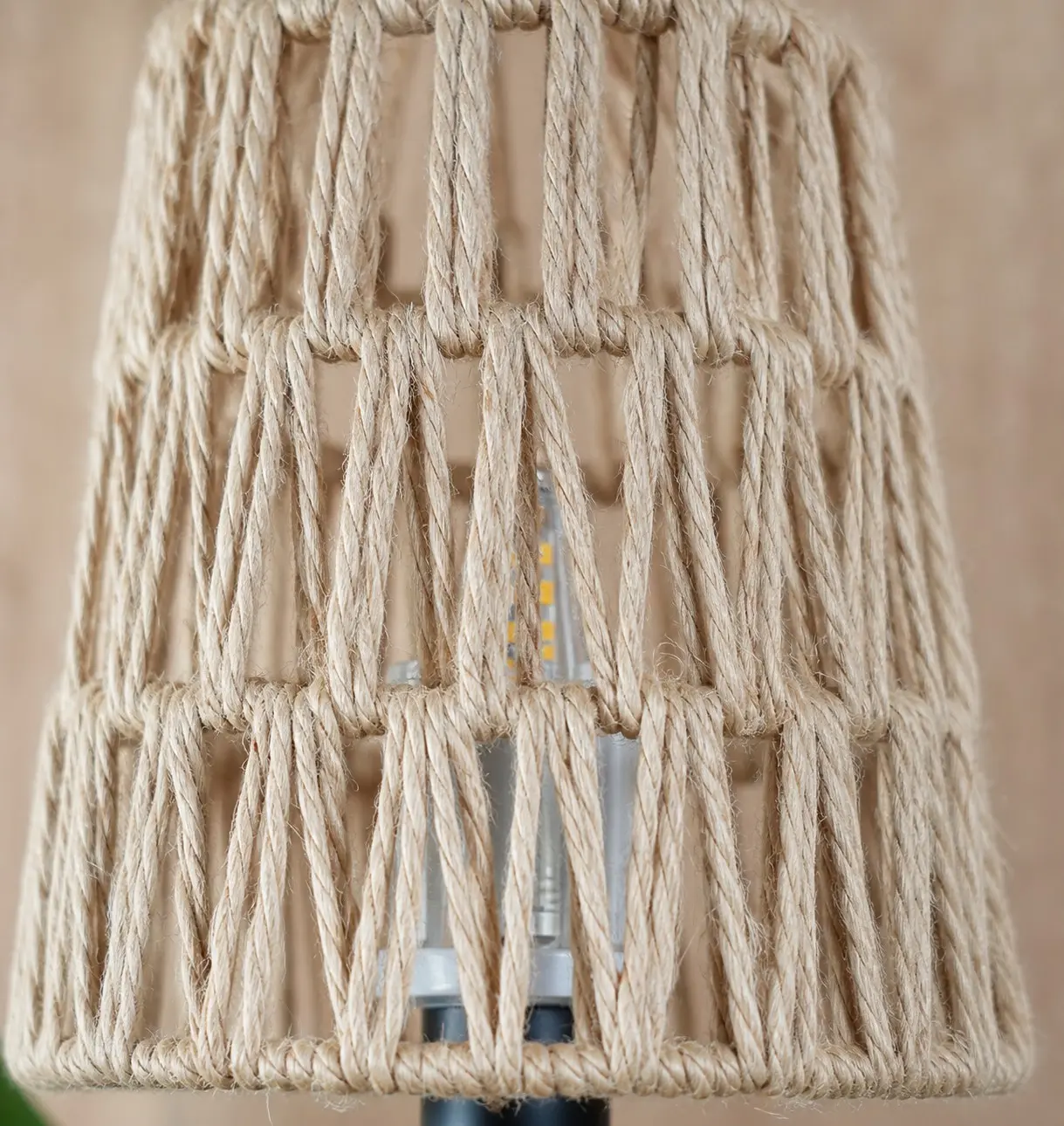 Close view of woven fabric shade craft