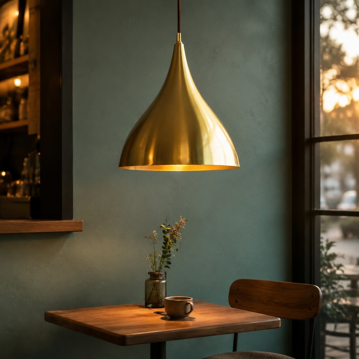 Vintage Brass Warmth for Dining Tables, Kitchen Islands, and Cafe Corners.