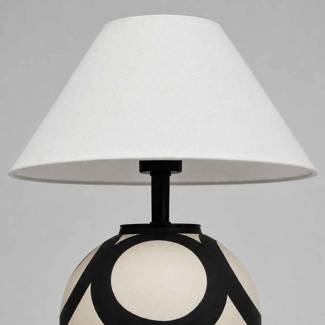 Fabric shade and black stem detail