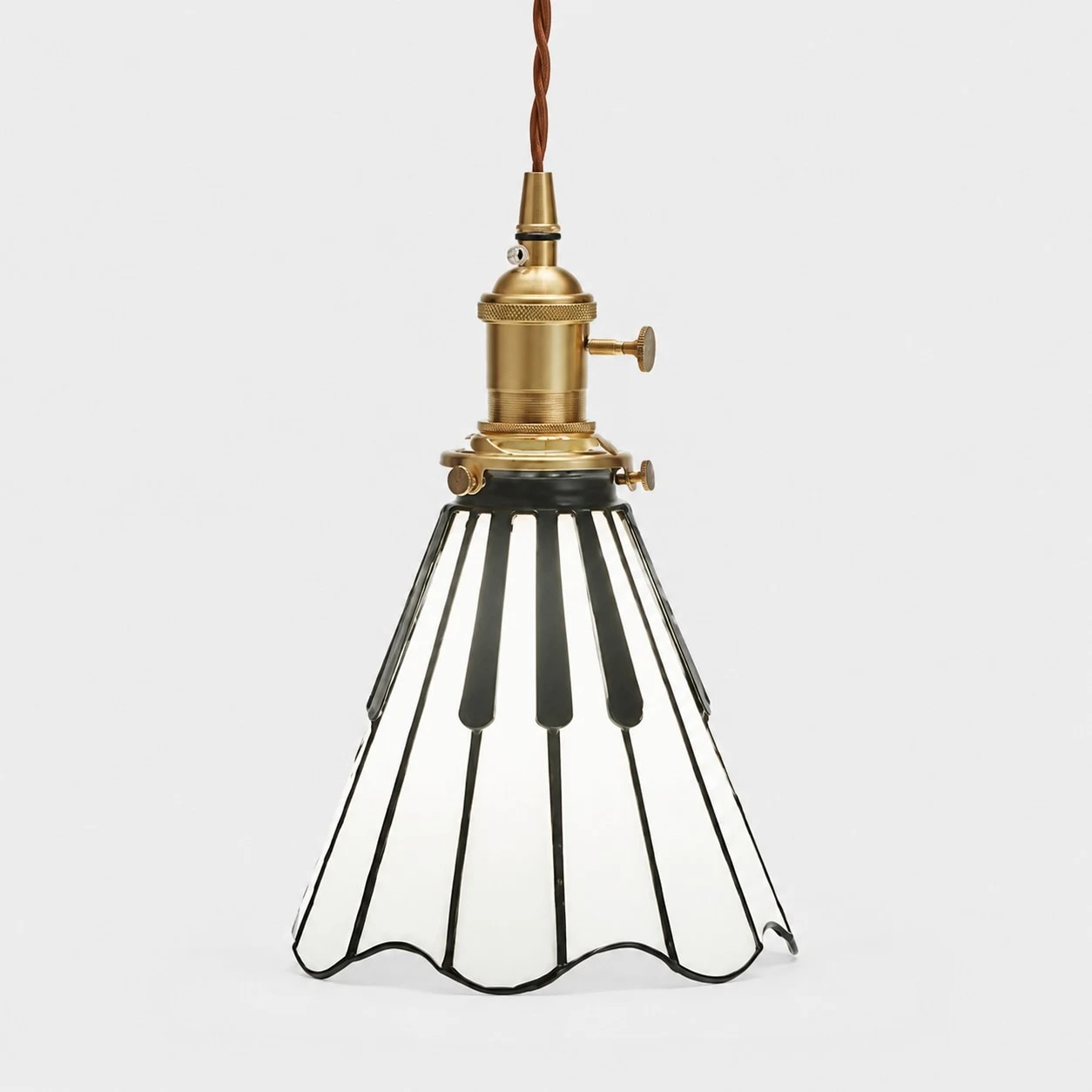 Paralume scanalato - Lampadario singolo - Ottone anticato
