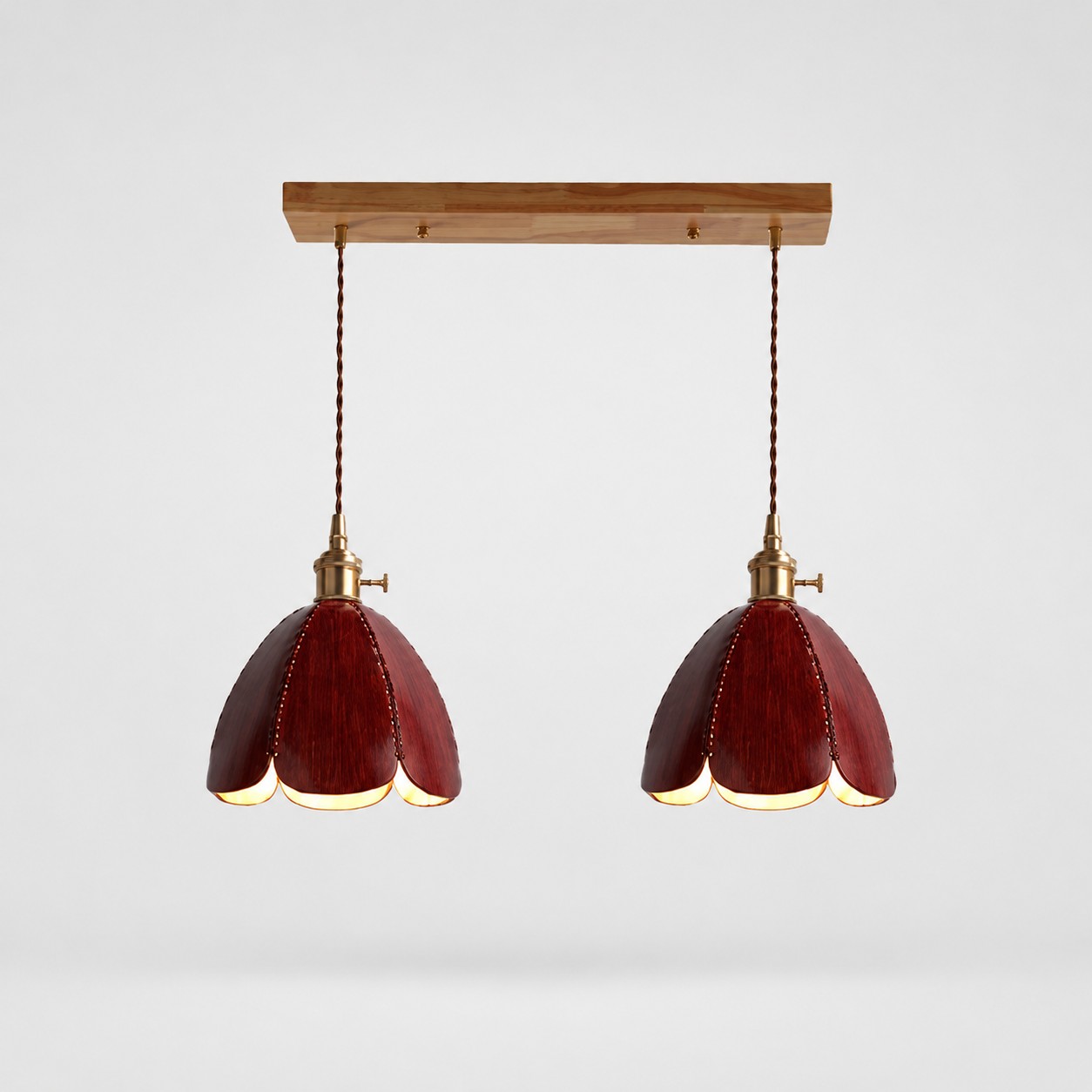 Lampada a sospensione lineare a 2 luci / Marrone