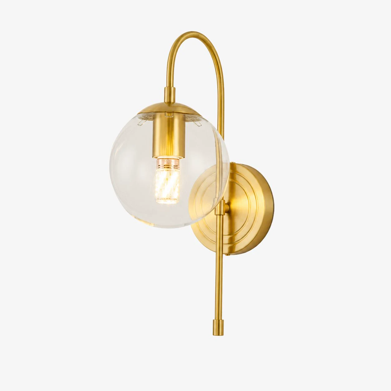 Aplique de parede em vidro transparente com acabamento dourado, estilo A