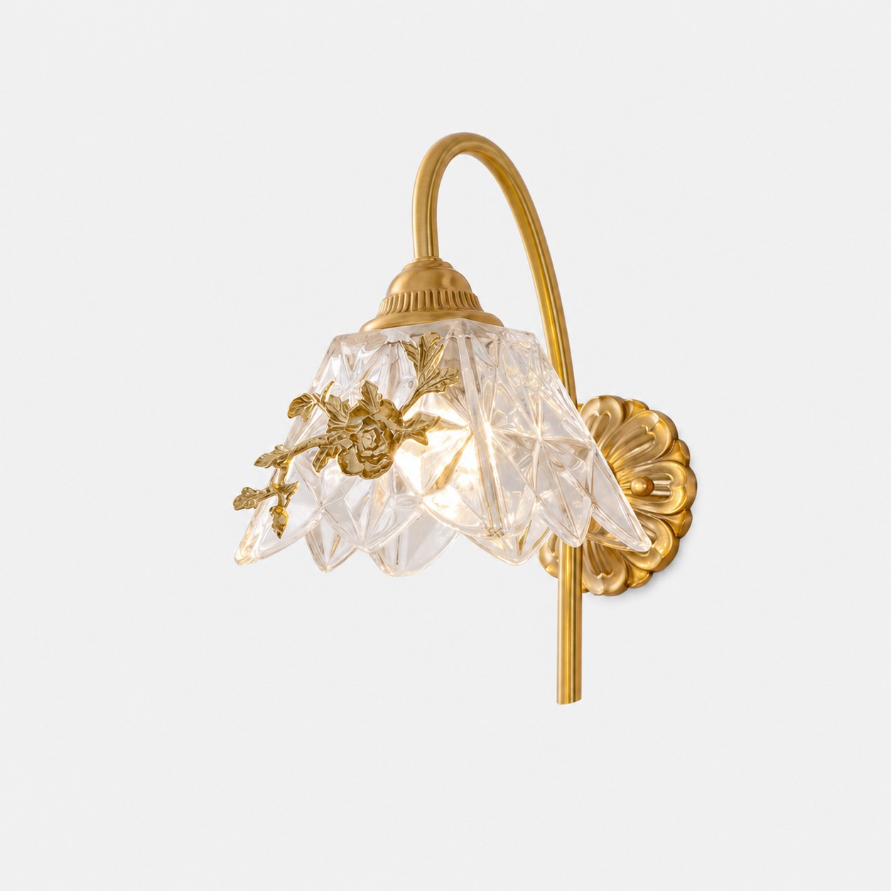 Aplique de parede em latão com estampa floral francesa estilo A