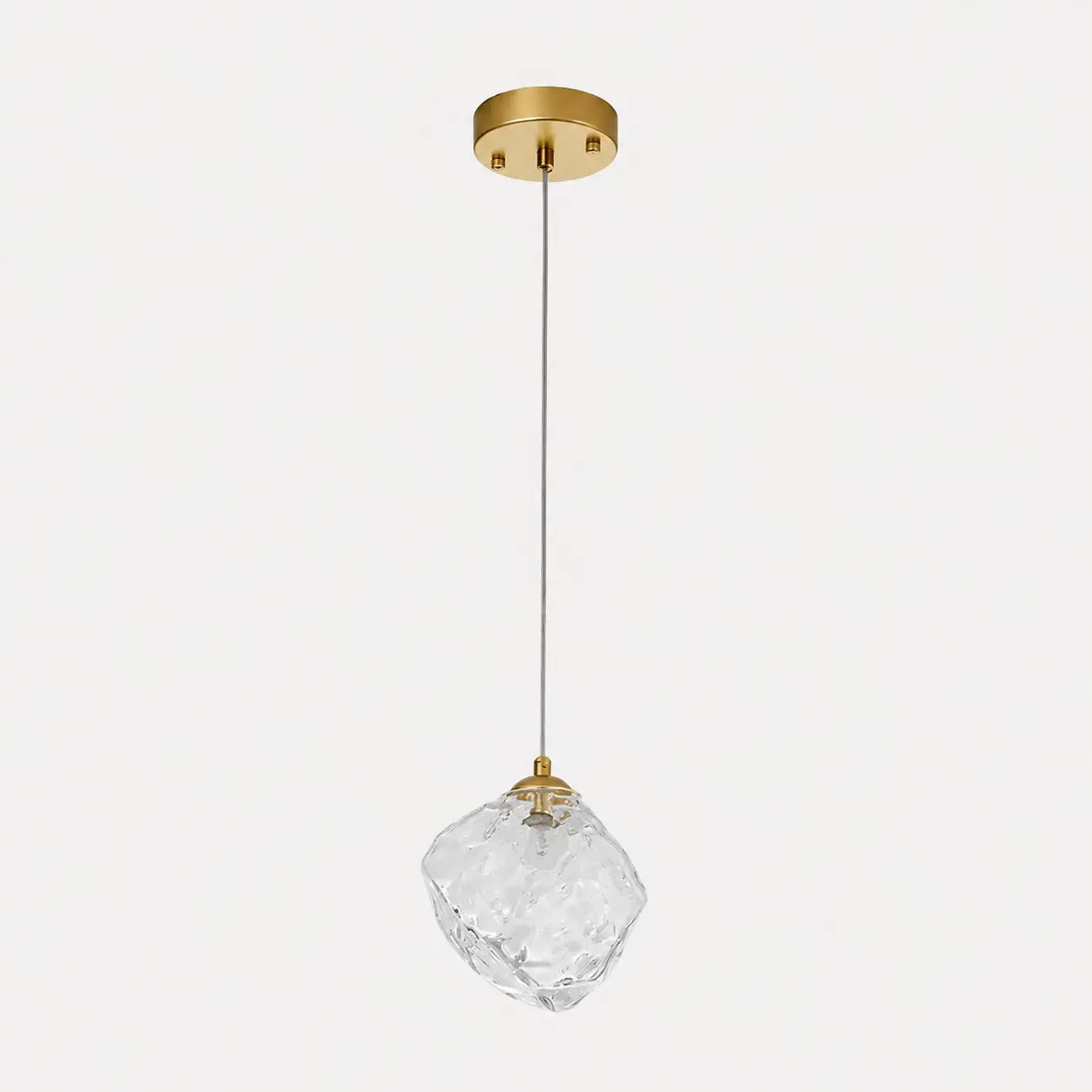 Suspension en verre transparent avec garnitures couleur laiton