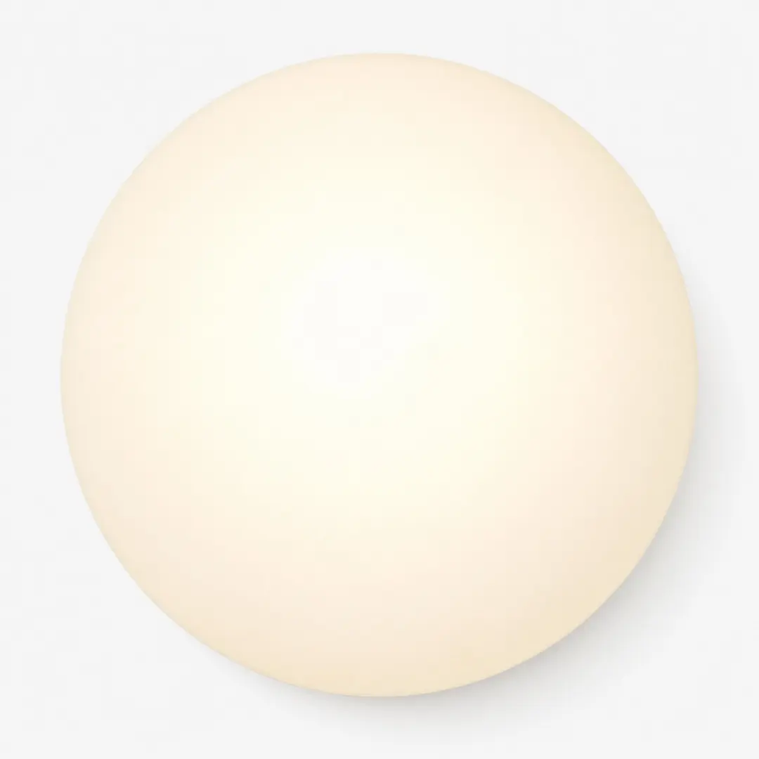Close-up of the milk glass globe shade