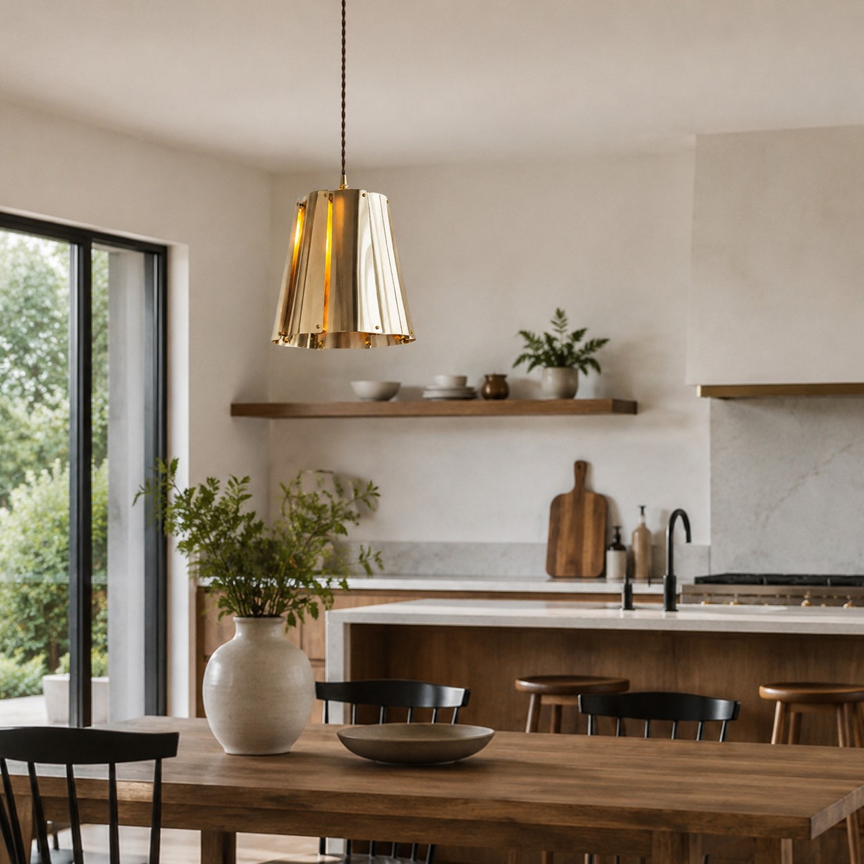 Vintage metal pendant light styled in an interior scene