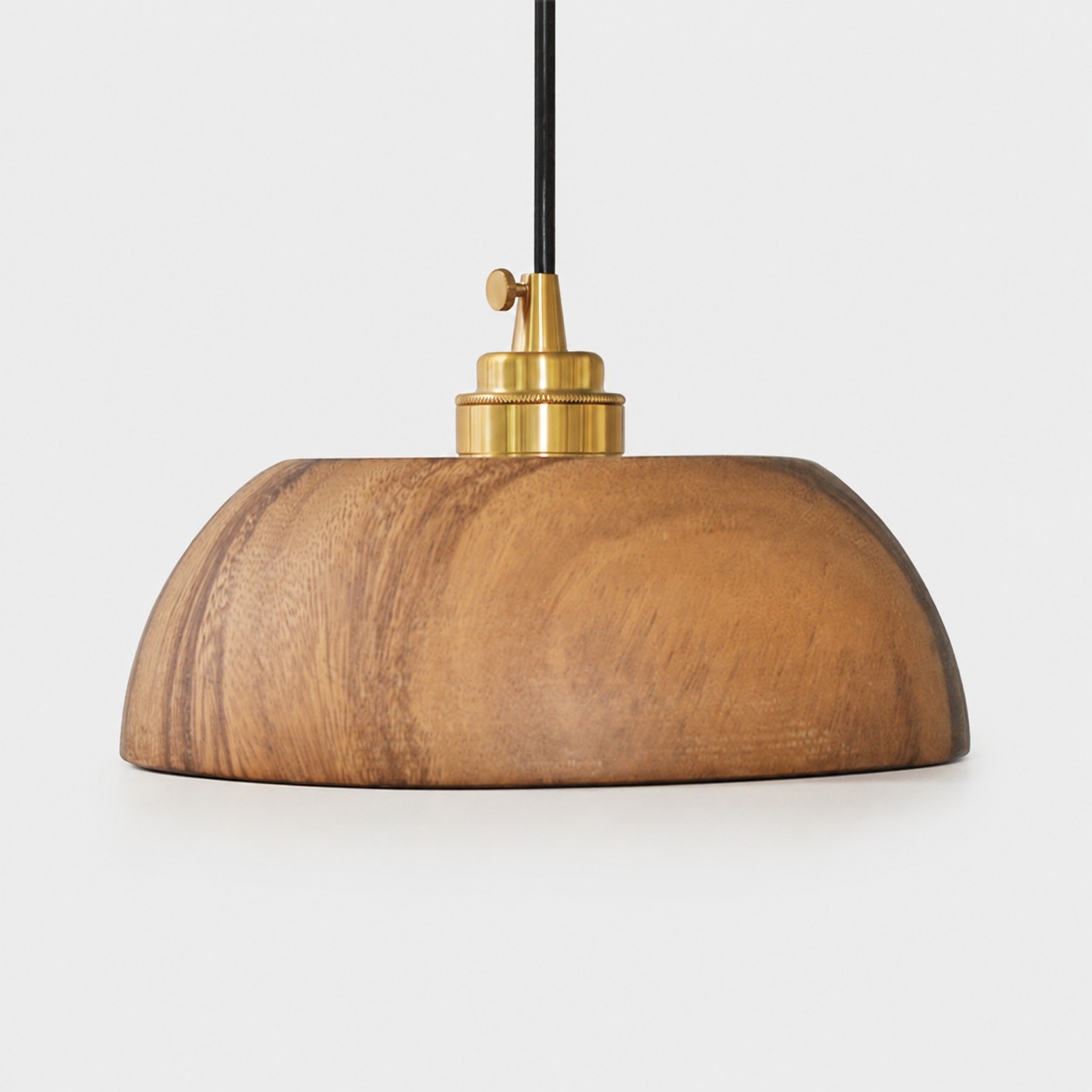 Handcrafted walnut wood dome pendant light view 1