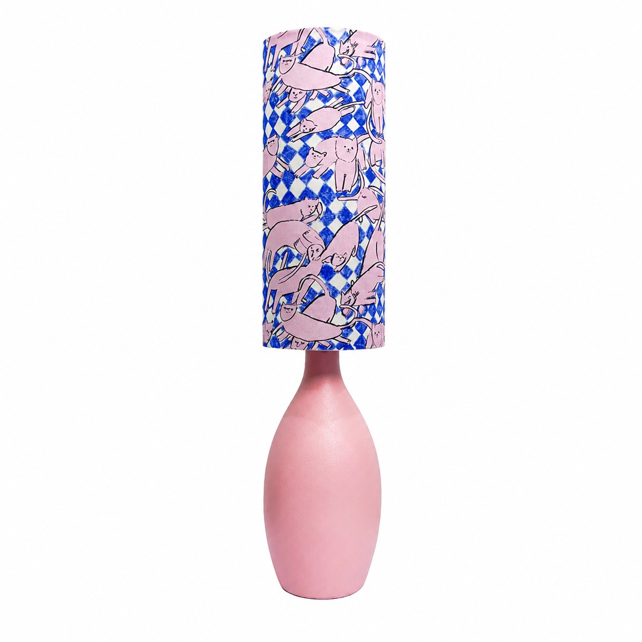 Abajur de mesa em cerâmica com estampa de rosas e tecido Liberty