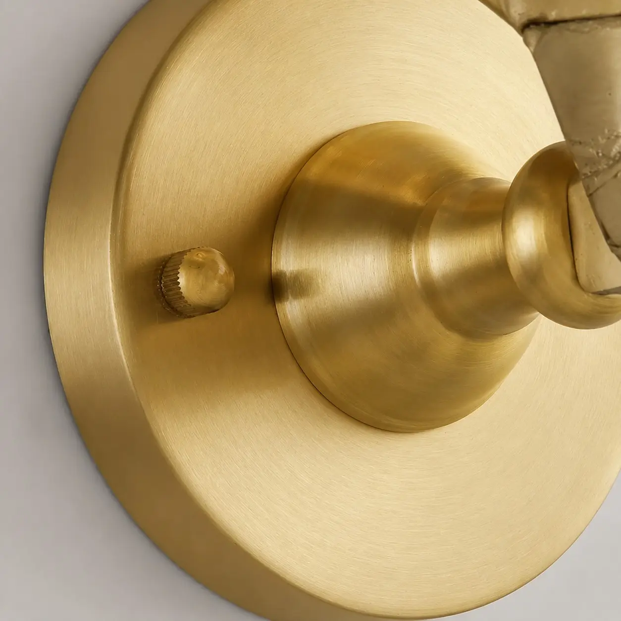 Antique brass wall plate and connector detail