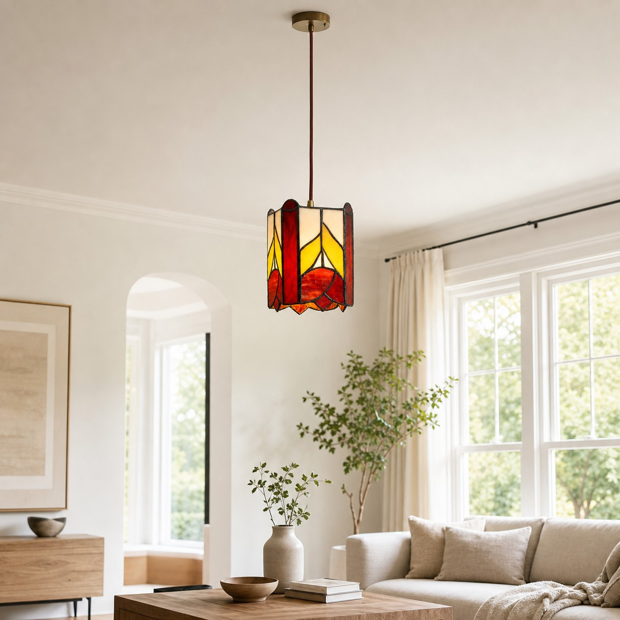 Lampadario a forma di rosa in un interno luminoso, perfetto per la giornata.