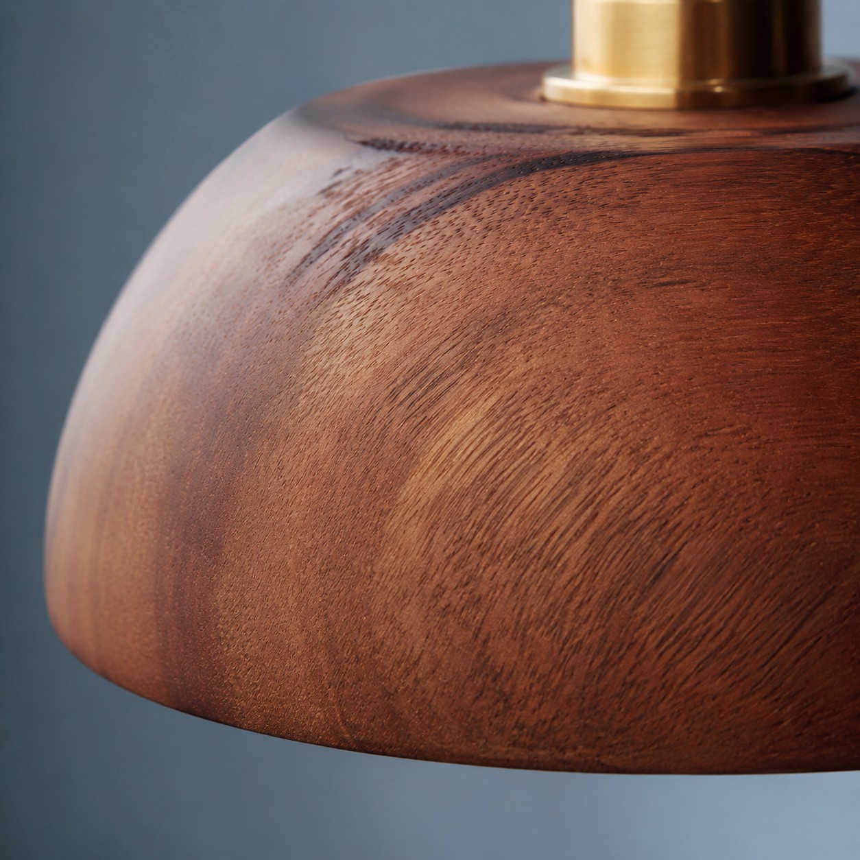 Handcrafted walnut wood dome pendant light view 8