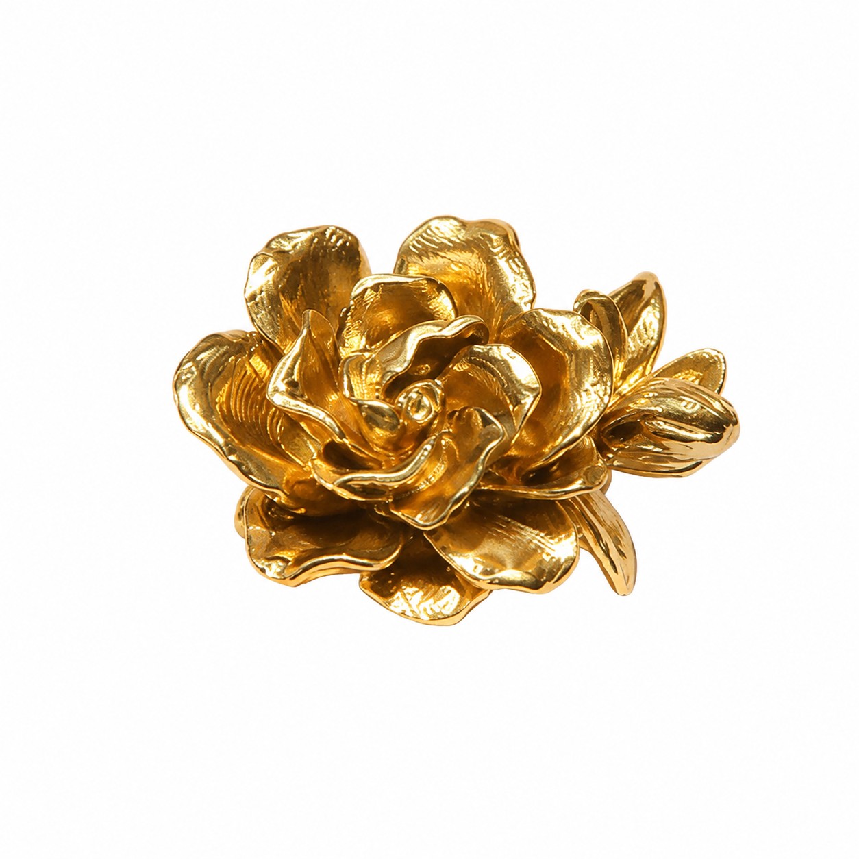 Budding flower brass cabinet handle, single hole
