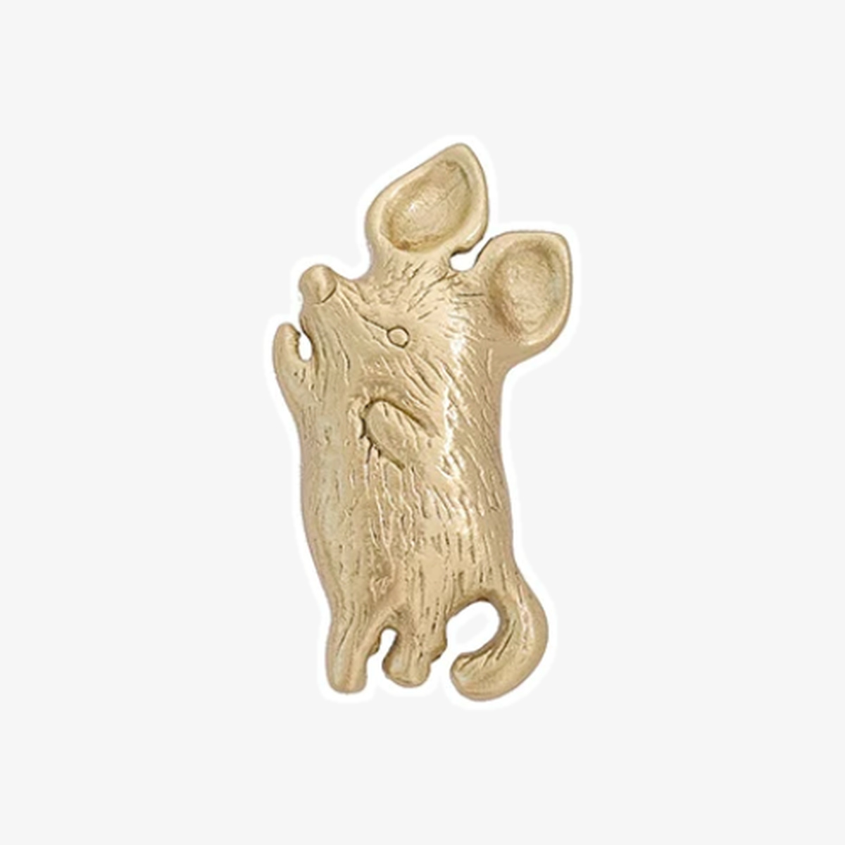 Mouse Size C brass animal cabinet knob