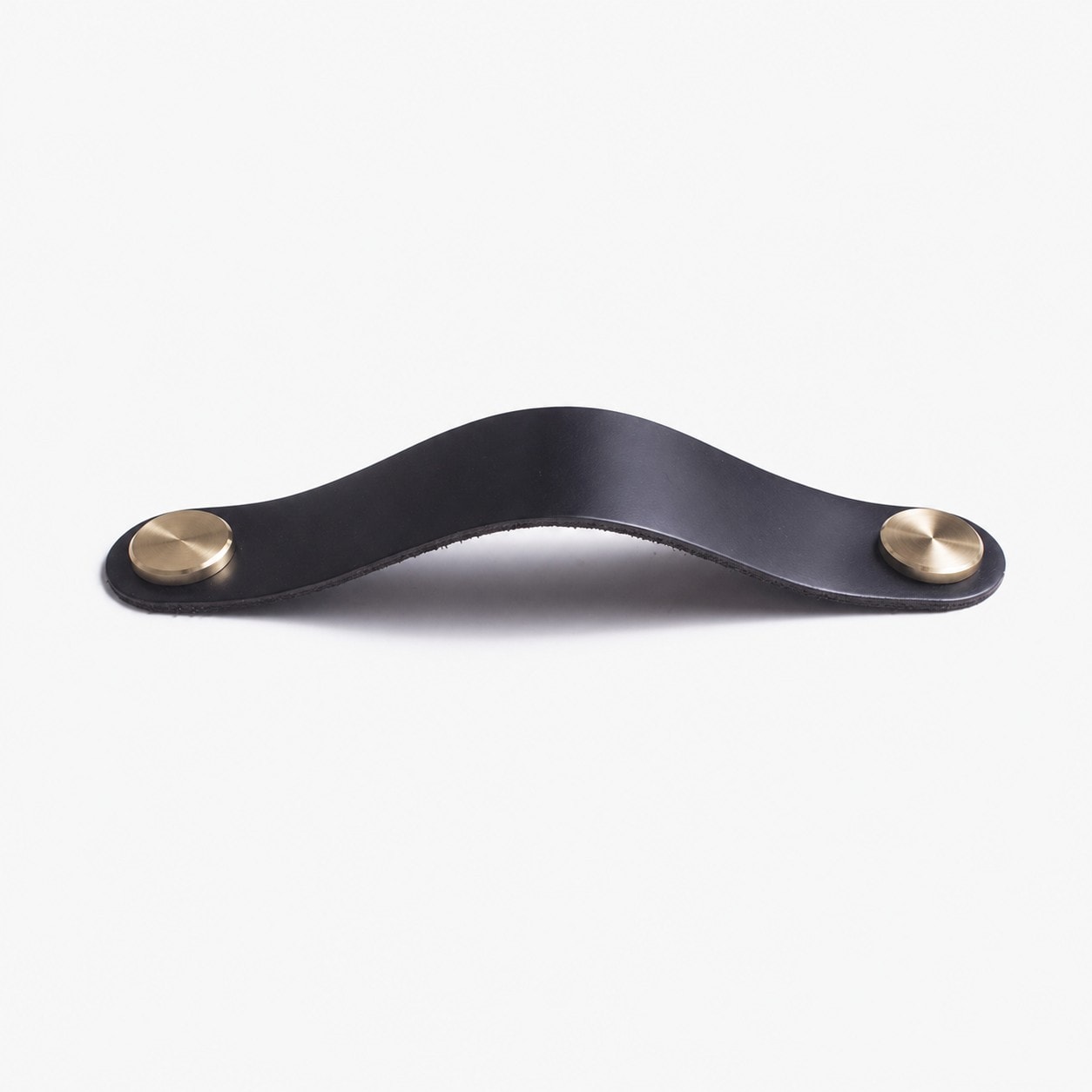 Black Double Hole Double Hole 16.4 cm cowhide leather and brass cabinet pull handle