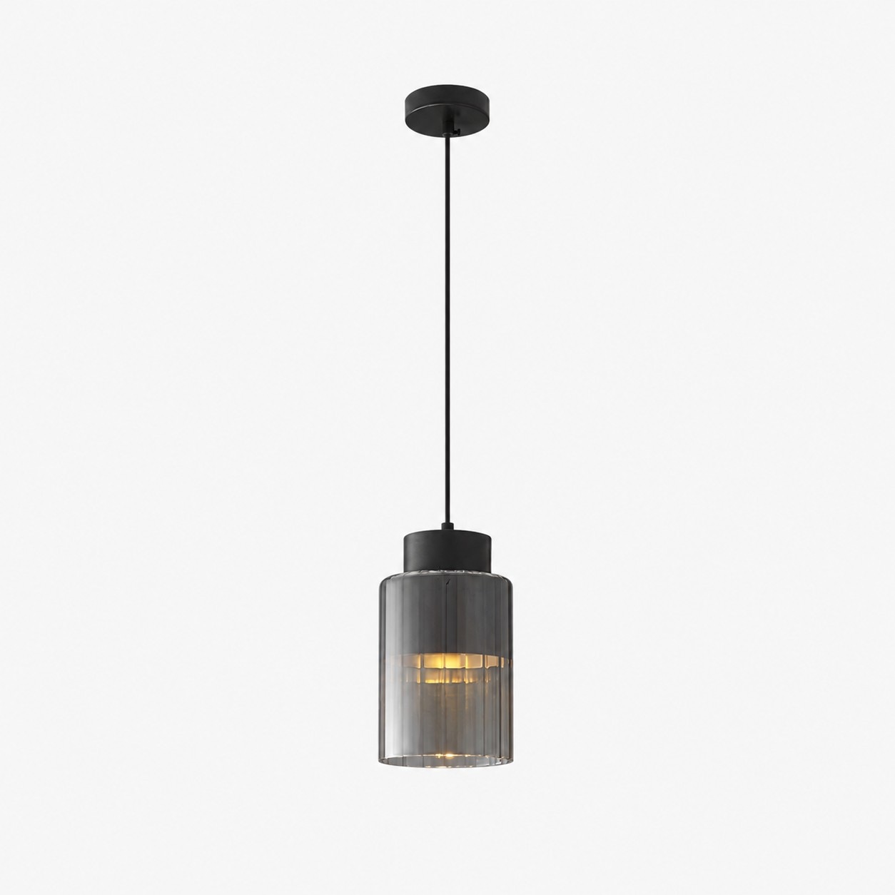 Black finish ribbed glass pendant light
