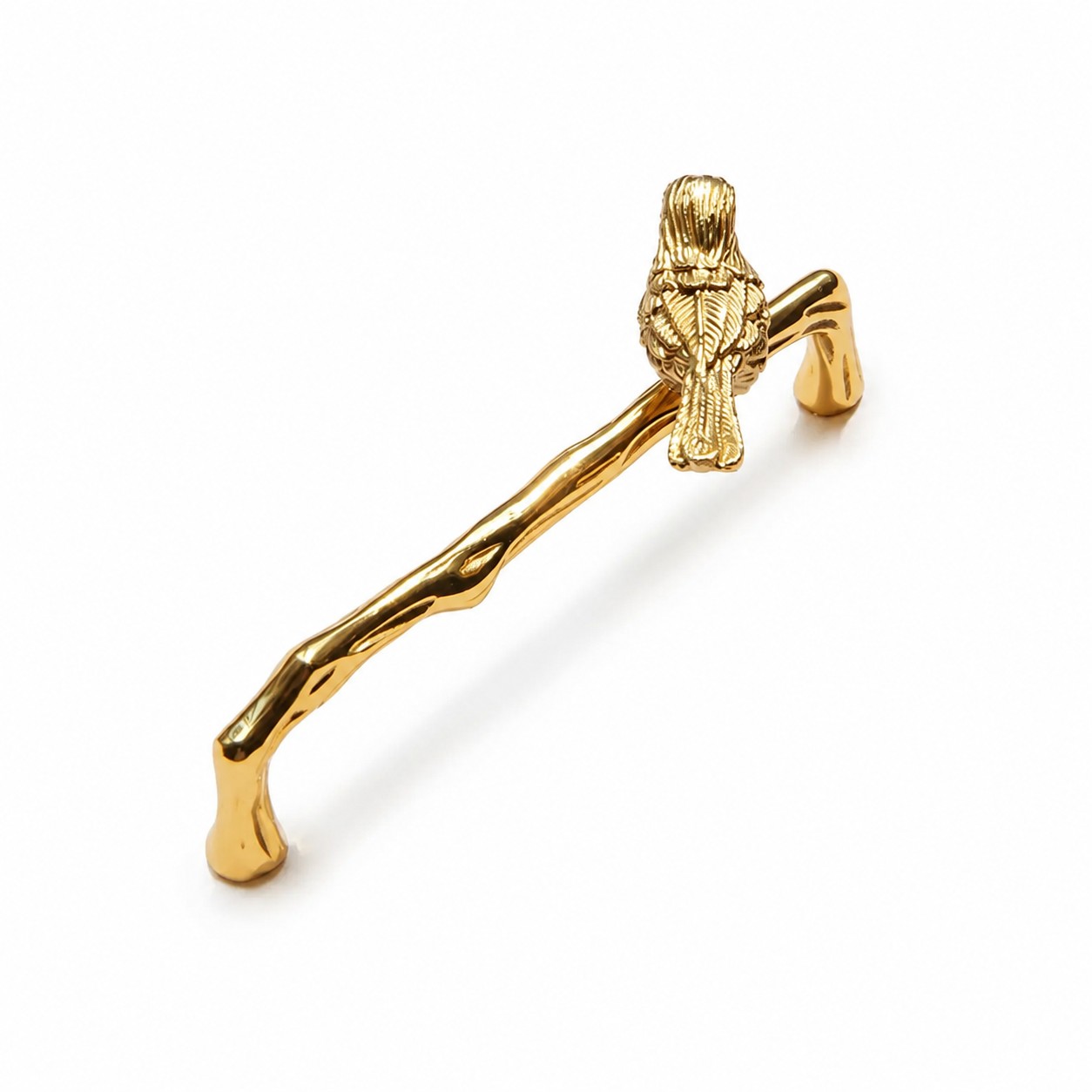 Bird brass cabinet handle with 5.0 inch and 12.8 centimeter center to center mounting