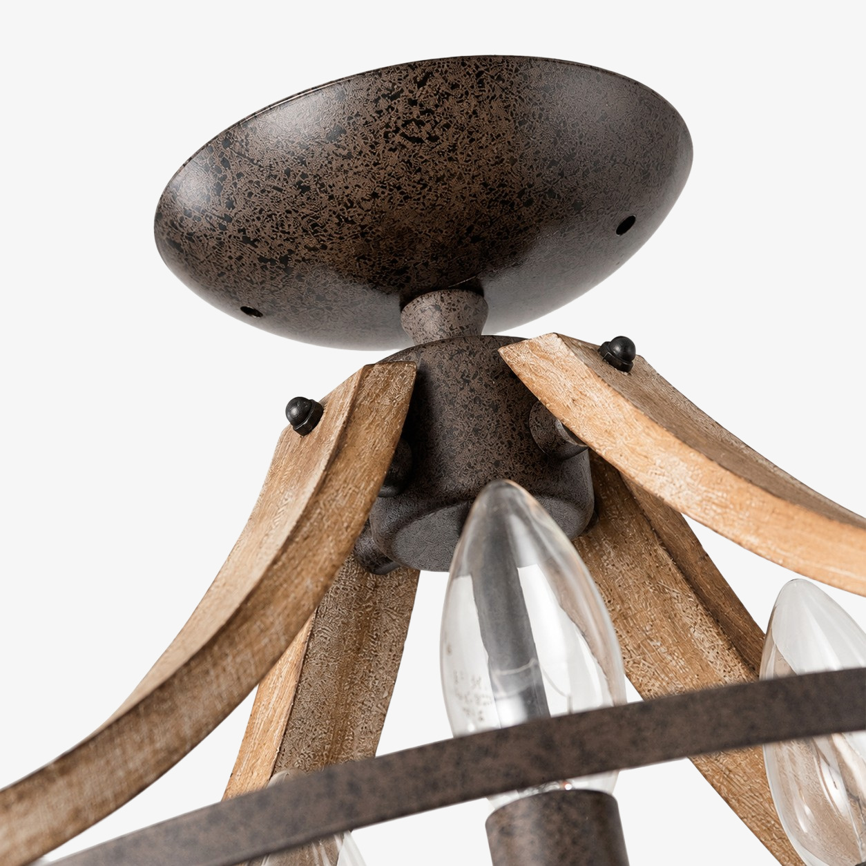 Rustic Distressed Wood 3-Light Flush Mount Ceiling Light detail 3