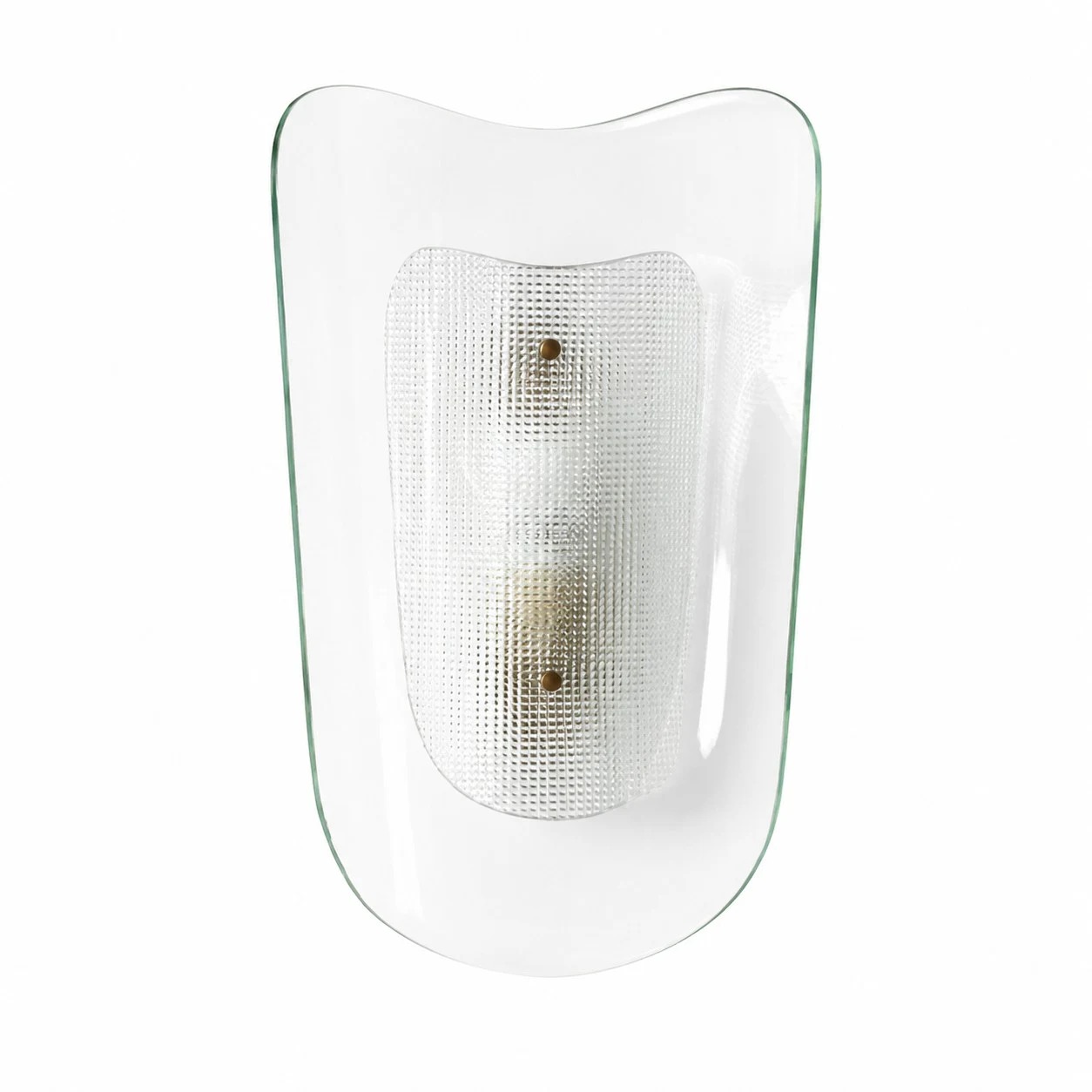 Clear glass wall sconce on a white background