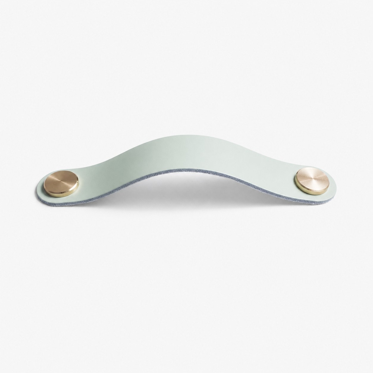 Mint Green Double Hole Double Hole 19.6 cm cowhide leather and brass cabinet pull handle