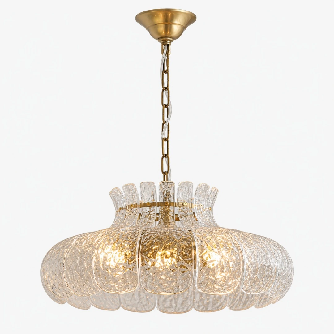 Transparent brass glass chandelier dia50cm SKU view